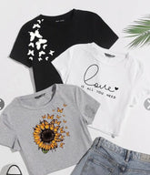 PACK OF THREE CROP TEES